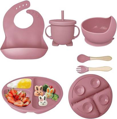 Edtepy 6 Pcs Silicone Baby Feeding Set Bpa-Free,Microwave Safe,Kit for Babies&Toddlers  - BPA Free -Silicone