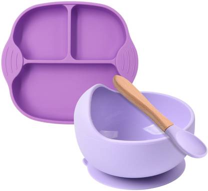 YANCI Baby Feeding Bowl & Spoon Set, Silicone Suction Baby Bowl,Soft Spoon for Toddler  - Silicone
