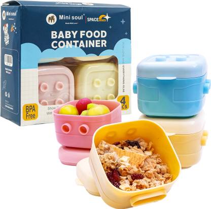MINI SOUL 4 Pcs Air Tight Stackable, BPA Free Food Storage Container for Baby 120ml each  - Plastic