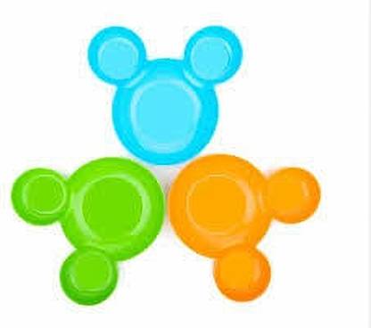 JYOTCREATION Pack Of 3 Unbreakable Children's Mickey Minnie Shaped Serving Food Plate  - Plastic