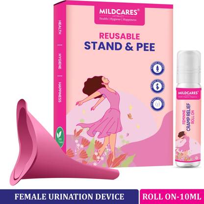 Mildcares Reusable Stand and Pee with Cramp Relief Roll On 10ml Reusable Female Urination Device