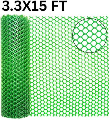 TurtleGrip Green PVC Outdoor Fence Mesh Roll(3.3x15FT mesh) Plastic Fence Post