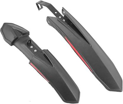 BYKING Bicycle Front & Rear Mudguard with Long Patti Dual Tone, Red Black Full Length Front & Rear Fender