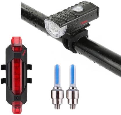 ABC AMOL BICYCLE COMPONENTS LED Bicycle Front Rear And Valve Cycle Light ,USB Rechargeable Cycle Light LED Front Rear Light Combo