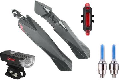 ABC AMOL BICYCLE COMPONENTS Front & Rear Mudguard Dual Tone & with Premium Cycle Front,Rear & Valve Light Full Length Front & Rear Fender