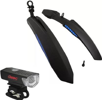 BYKING Front & Rear Mudguard Dual Tone with Iron Fitting & with Premium Cycle Light Full Length Front & Rear Fender