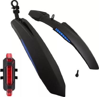 BYKING Front& Rear Mudguard with Reflective Tape and Iron Fitting With Rear Cycle Light Full Length Front & Rear Fender