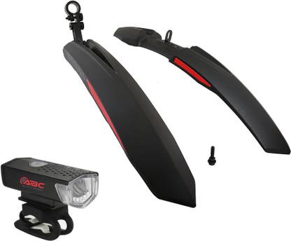 BYKING Front& Rear Mudguard with Reflective Tape and Iron Fitting With Cycle Light Full Length Front & Rear Fender
