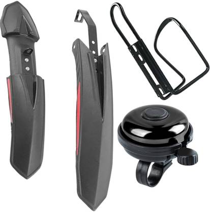 NSV Bicycle Front & Rear Metal Fitting Mudguard With Cycle Bell & Handle Grip Full Length Front & Rear Fender