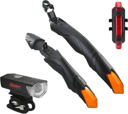 ABC AMOL BICYCLE COMPONENTS Bicycle Front & Rear Mudguard With Premium Cycle Front & Rear Light Full Length Front & Rear Fender