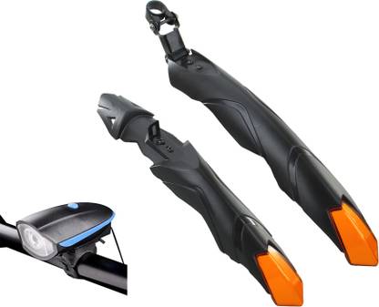 ABC AMOL BICYCLE COMPONENTS Bicycle Front & Rear Mudguard with Night Reflector With Premium Cycle Light Full Length Front & Rear Fender