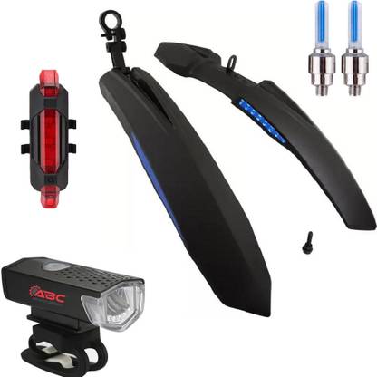 ABC AMOL BICYCLE COMPONENTS Front& Rear Mudguard With Iron Fitting With Cycle Front,Rear & Valve Light Full Length Front & Rear Fender