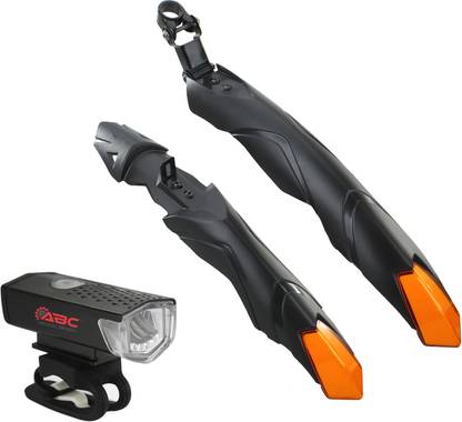 BYKING Bicycle Front & Rear Mudguard with Night Reflector With Cycle Light(black) Full Length Front & Rear Fender