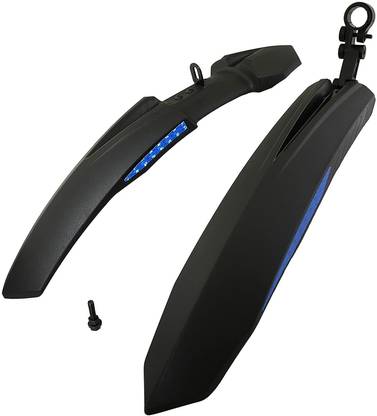 autoIN Bicycle Atom Mudguard with Reflective Tape, Front & Rear Fender (Black, Blue) Full Length Front & Rear Fender