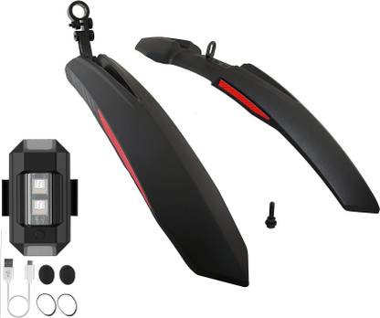 ABC AMOL BICYCLE COMPONENTS Front& Rear Mudguard With Iron Fitting With Cycle Helmet/Rear Light Full Length Front & Rear Fender