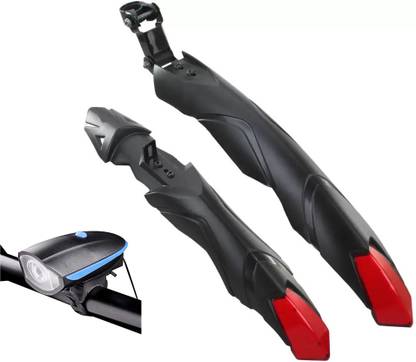 ABC AMOL BICYCLE COMPONENTS Bicycle Front & Rear Mudguard with Night Reflector With Premium Cycle Light Full Length Front & Rear Fender