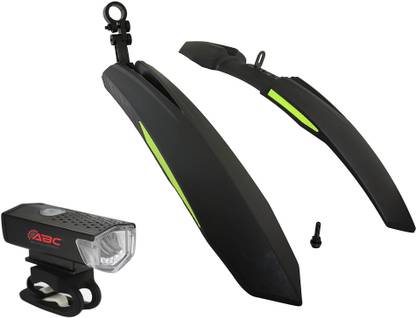 ABC AMOL BICYCLE COMPONENTS Front& Rear Mudguard with Reflective Tape and Iron Fitting With Cycle Light Full Length Front & Rear Fender