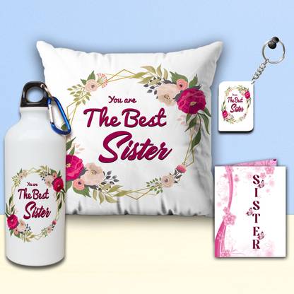 AWANI TRENDS Unique Gifts Hamper for Sister | Birthday Gifts for Sister - Pack Of 4. Microfibre, Paper, Aluminium Gift Box