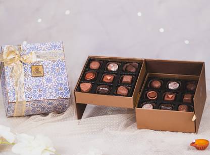 Zoroy Luxury Chocolate Lotus Themed Double Decker Gift box - 18 chocolates Paper Gift Box