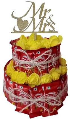 Cadbury Nestle kitkat 12.8 gm × 29|Yellow tissue flower x 50| Mr & Mrs topper Assorted Gift Box