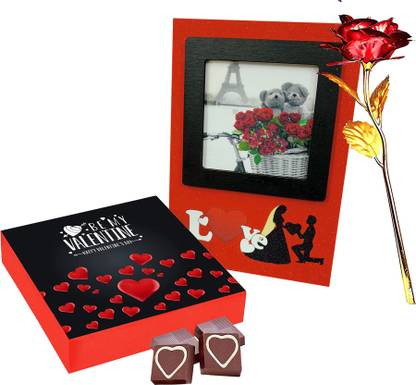 Chocoloony 9 pcs Chocolate Box, Rose,Photo Frame For Valentine gift For Husband Girlfriend Paper Gift Box