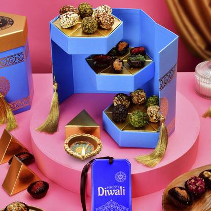 HyperFoods Diwali Sweets Barel Candy Dates Ladoo Paper Gift Box