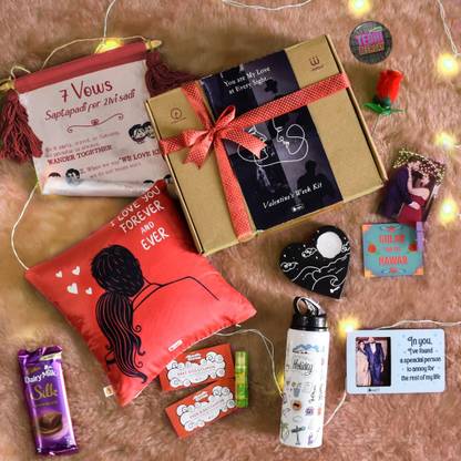 Indigifts Valentine Combo Gift for Men, Romantic Gift Hamper Set Of 11- Gift For Boyfriend Polyester Gift Box