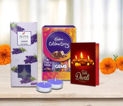 Midiron Scented Wax Tealight Candles With Card & Celebration Chocolate Paper Gift Box