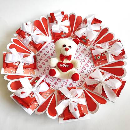 Chandrans Creation White Teddy Birthday Chocolate Explosion Box Paper Gift Box