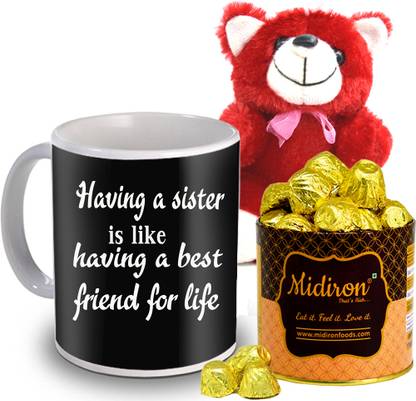 Midiron Birthday, Rakhi, Anniversary IZ19DTSister-100 Ceramic, Silk Gift Box