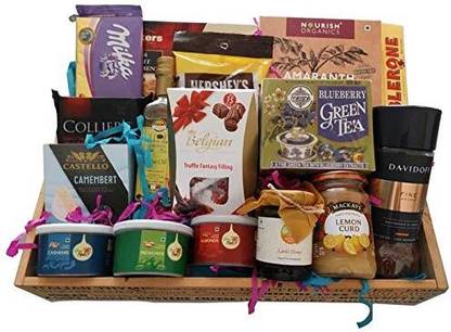 Gourmet Birthday/Anniveresary/Corporate Gifting/Festive Premium Gift Hamper Basket | Wooden Gift Box