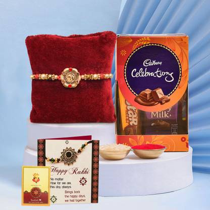 TIED RIBBONS Rakhi Gift for Brother Choco Combo - 1 Designer Rakhi, Card, Roli Assorted Gift Box