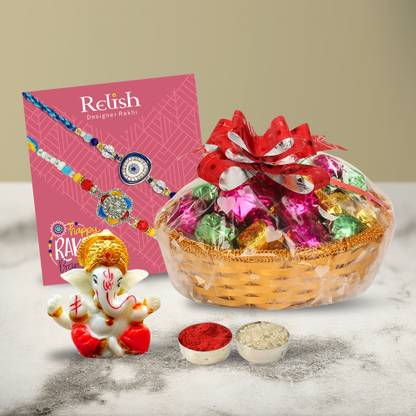 Chocoloony Rakhi Chocolate Basket Gift Hamper | Rakhi Gift Combo for Brother Assorted Gift Box