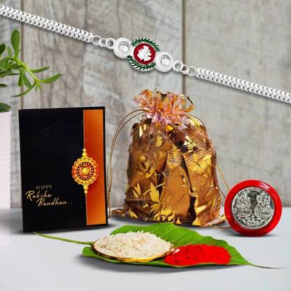 DeoDap Designer Rakhi Combo for Brother | Rakhi For Brothers |New Stylish Rakhi Set |Rakhi With Chocolates| Fancy Rakhi Set| New Stylish Rakhi With Roli Chawal Pack(K1_C7_E10) Assorted Gift Box