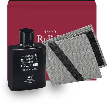 Relish Gift Combo Box of Men's Texture Wallet, CFS Perfume for Husband Paper Gift Box