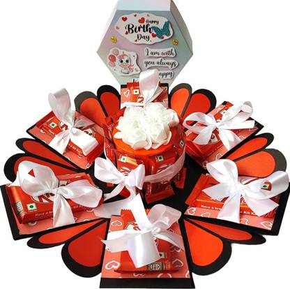 Chandrans Creation Six Hand Birthday Chocolate Explosion Box Paper, Carbon Steel Gift Box