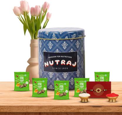 Nutraj Rakshabandhan Gift Hamper For Brother, 2 Rakhi with Dates Bites 75g (15g X 5) Assorted Gift Box