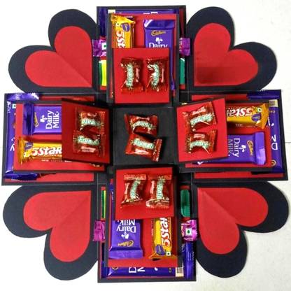 Chandrans Creation 3 Layer Multi Chocolate Explosion Box Paper Gift Box