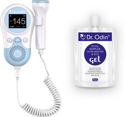 Dr. Odin OFD102 Professional Portable Baby Heart beat Sound Monitor with Ultrasound Gel White, Blue Fetal Doppler