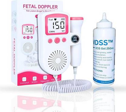 MDSS Fetal Doppler Baby Heartbeat Monitor – Pink | with 250ml Ultrasound Gel Pink Fetal Doppler