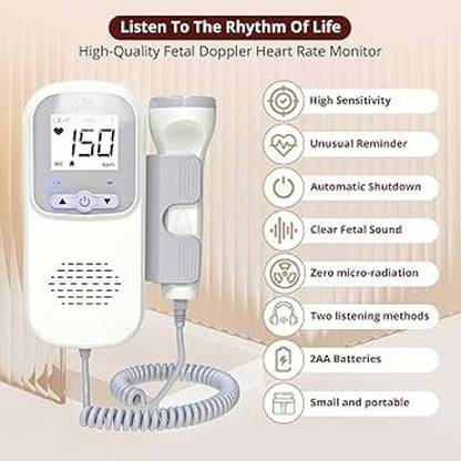 LIFE CHECK Heart Rate Monitor, Home and Clinic,Radiation-Free Doppler White Fetal Doppler