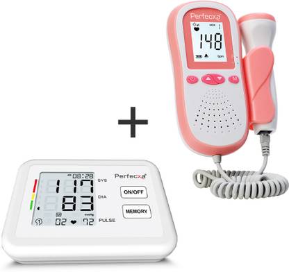 Perfecxa Medical Technologies with Battery, Heart Rate Monitor With Free Bp Machine White Fetal Doppler