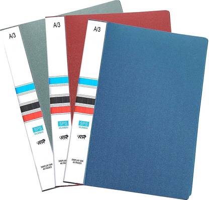 TULMAN 20 Pockets Bound A3 Size Presentation Display Book File Folder, Portfolio For Presentation , Document Organizer - School Office