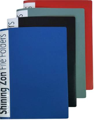 SHINING ZON Plastic A4 Size 2 Punchless Clip File and 2 Spring File With Pocket
