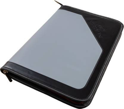 Skrill PU Leather A4 / FC File Folder With 24 Pockets Grey