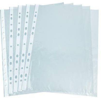 Ang Polypropylene 100-Piece Transparent Waterproof Sheet Protector Files with 11 Punched Ring Holes, A4 Size