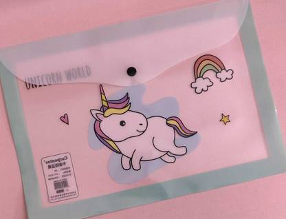 AMANVANI Plastic (12 Piece) Unicorn A4 Size Folder for Document certificates for School Stylish Folder for Girls File Folder for Kids Return Gift in Assorted Colours