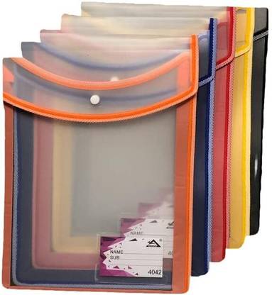 Prefertech Plastic Button File Folder Poly Envelope Expanding File Wallet Document Button Folder with Snap Button Closure Waterproof Large File Pouch (Multicolor)