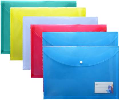 KARP Poly-Plastic FC Size Documents File Folder With Label Pocket & Snap Button Closure