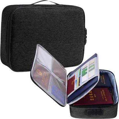 Stadash Travel Safe Document Pouch, Multi-Purpose File Organizer Bag for Office Trip Waterproof Home Office Travel Multilayer Document Organizer with Number Lock